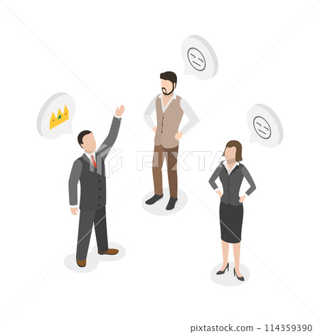 3D Isometric Flat  Conceptual Illustration of Jealousy, Rivalry and Competition 114359390
