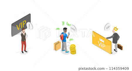 3D Isometric Flat  Conceptual Illustration of Vip Account, Very Important Person 114359409