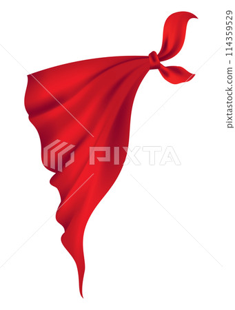 Red realistic bandana on neck. Youth fashion neck scarf or cowboy garment element template. Biker face scarf, bandanna neck shawl. Blank handkerchief unisex uniform. Western clothes Red realistic bandana on neck. Youth fashion neck scarf or cowboy garment element template. Biker face scarf, bandanna neck shawl. Blank handkerchief unisex uniform. Western clothes 114359529