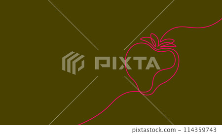 One continuous line strawberry berry sweet topping in line art drawing style. Black ink linear sketch. Print fruit vegan food outline black and white vector illustration 114359743