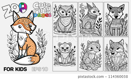 A set of six cat coloring pages for kids. The pages feature different types of animals and are designed for children to color. Kindle. POD A set of six cat coloring pages for kids. The pages feature different types of animals and are designed for children to color. Kindle. POD 114360038