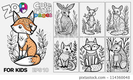 A set of six cat coloring pages for kids. The pages feature different types of animals and are designed for children to color. Kindle. POD A set of six cat coloring pages for kids. The pages feature different types of animals and are designed for children to color. Kindle. POD 114360048