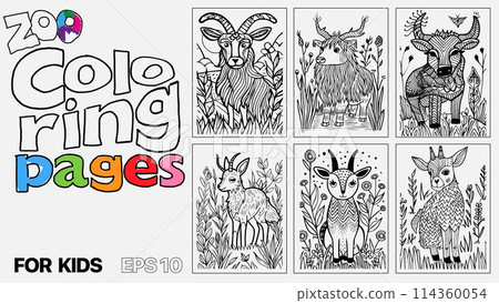 A set of six cat coloring pages for kids. The pages feature different types of animals and are designed for children to color A set of six cat coloring pages for kids. The pages feature different types of animals and are designed for children to color 114360054
