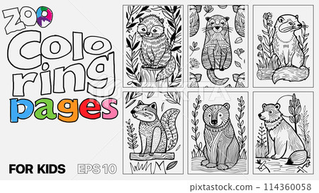 A set of six cat coloring pages for kids. The pages feature different types of animals and are designed for children to color. Kindle. POD. A set of six cat coloring pages for kids. The pages feature different types of animals and are designed for children to color. Kindle. POD. 114360058