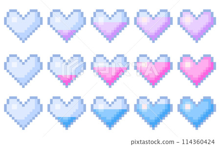 Pastel refill heart 3 color pixel illustration 114360424