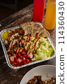 famous ameican halal food, chicken over rice 114360430