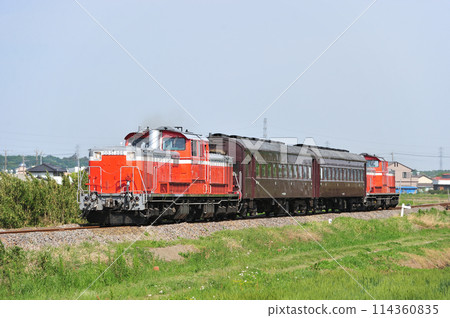 Hachiko Line Kodama-Matsuhisa JR East DD51-895 + old passenger car + DD51-888 (Takasaki) 114360835