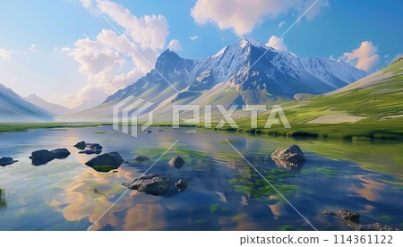 beautiful mountains landscape cloudy sky beautiful mountains landscape cloudy sky 114361122