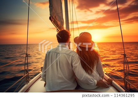 friends enjoy travel on boat yacht sailing in sea at sunset on summer friends enjoy travel on boat yacht sailing in sea at sunset on summer 114361295