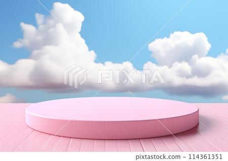 Natural beauty podium backdrop for product display with dreamy sky background 114361351