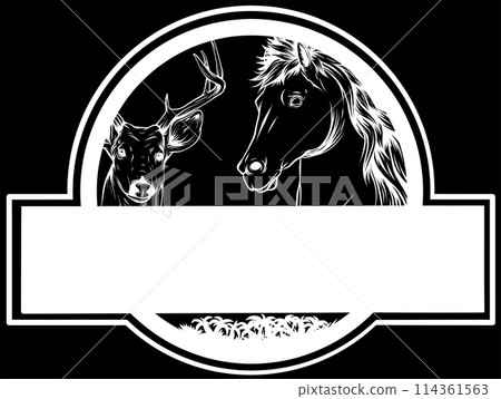 white silhouette of zoo on black background 114361563