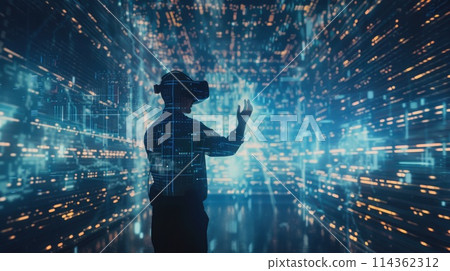 Immersive 3D data visualization experience with... - Stock Illustration ...