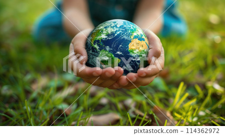 Person Holding Small Earth in Hands 114362972