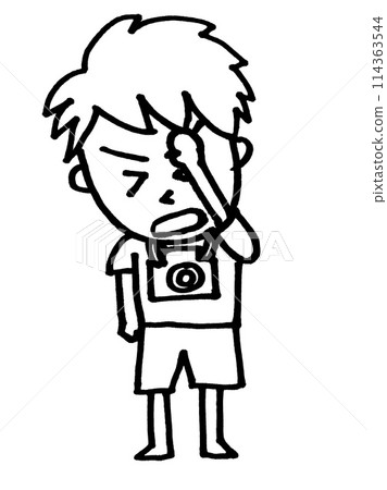 The dazzling camera boy (cameraman) - Stock Illustration [114363544 ...