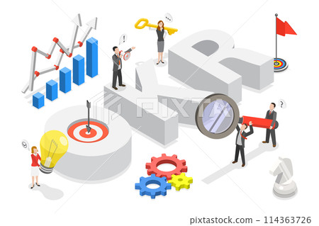 3D Isometric Flat Conceptual Illustration of OKR, Objective Key Result 3D Isometric Flat Conceptual Illustration of OKR, Objective Key Result 114363726