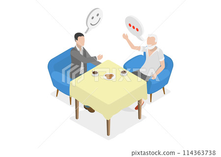 3D Isometric Flat  Conceptual Illustration of Father with Son, Relationship andd Support 114363738