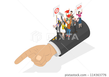 3D Isometric Flat Conceptual Illustration of Revolution, Crowd of Protesting People 3D Isometric Flat Conceptual Illustration of Revolution, Crowd of Protesting People 114363776