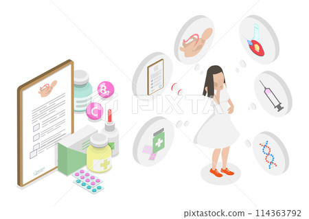 3D Isometric Flat Conceptual Illustration of Infertility Treatment, IVF Procedure 3D Isometric Flat Conceptual Illustration of Infertility Treatment, IVF Procedure 114363792