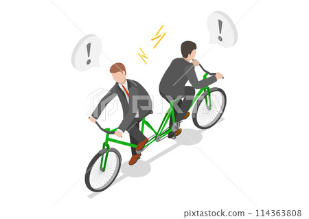 3D Isometric Flat Conceptual Illustration of Business Conflict, Different Opinions 3D Isometric Flat Conceptual Illustration of Business Conflict, Different Opinions 114363808