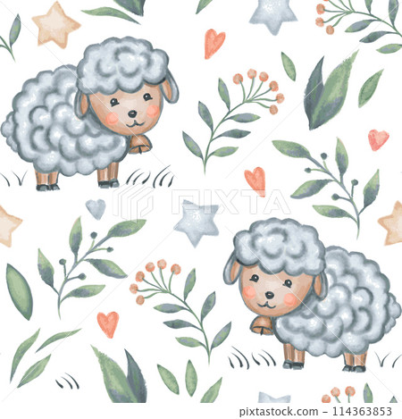 sheep, animal, watercolor 114363853