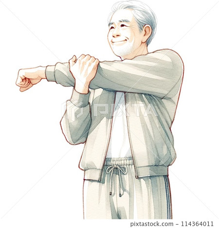 Elderly people doing flexibility exercises 114364011