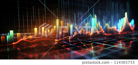 Bar Chart on a Dark Background for Financial Data Analysis. AI Generated Image 114365733