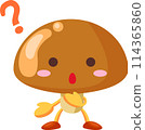 Illustration of a cute mushroom character with a puzzled look 114365860