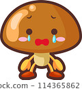 Illustration of a cute mushroom character crying 114365862
