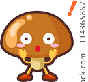Illustration of a cute surprised mushroom character 114365867