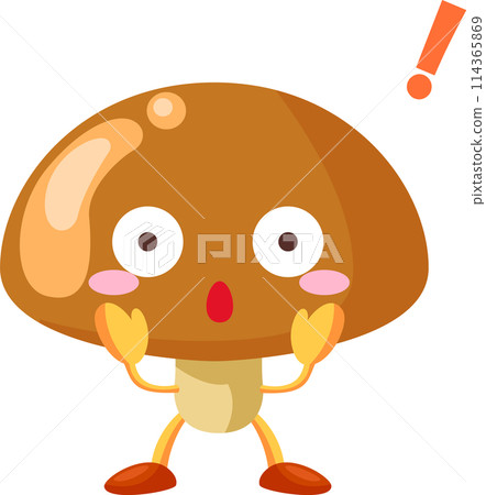 Illustration of a cute surprised mushroom character 114365869