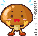 Illustration of a cute mushroom character in a hurry 114365938