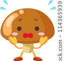 Illustration of a cute mushroom character in a hurry 114365939
