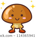 Illustration of a cute mushroom character with a proud face 114365941
