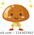 Illustration of a cute mushroom character with a proud face 114365942