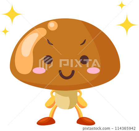 Illustration of a cute mushroom character with a proud face 114365942