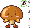 Illustration of a cute dissatisfied mushroom character 114365946