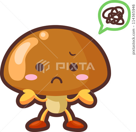 Illustration of a cute dissatisfied mushroom character 114365946