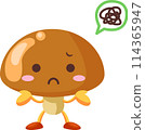 Illustration of a cute dissatisfied mushroom character 114365947