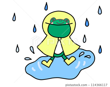 下雨天穿雨衣的青蛙插畫 下雨天穿雨衣的青蛙插畫 114366117
