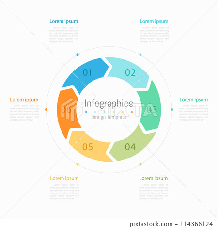 Infographic 6 options design elements for your business data. Vector Illustration. 114366124