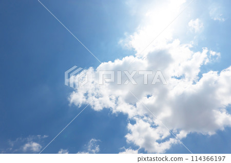 The early summer blue sky and the sun 114366197
