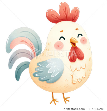 Cute Farm Animals Watercolor Clipart 114366283