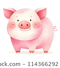 Cute Farm Animals Watercolor Clipart 114366292