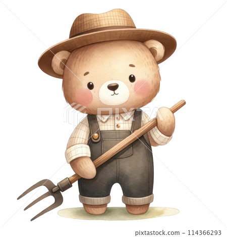 Cute Farm Animals Watercolor Clipart 114366293