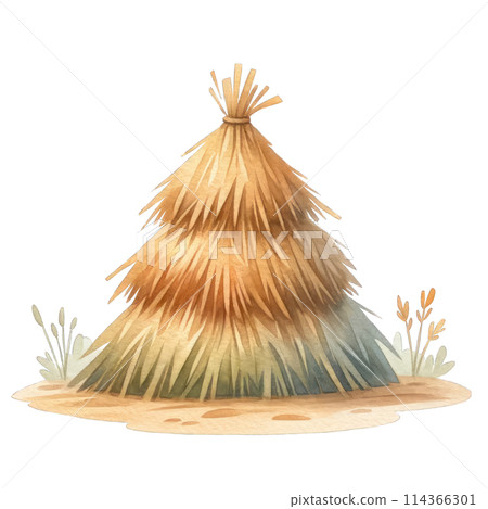 Cute Farm Animals Watercolor Clipart 114366301