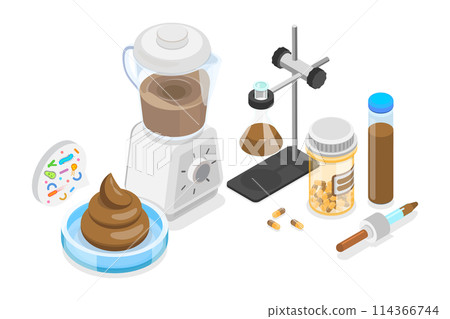 3D Isometric Flat Conceptual Illustration of Fecal Microbiota Transplant , Bacteriotherapy 3D Isometric Flat Conceptual Illustration of Fecal Microbiota Transplant , Bacteriotherapy 114366744