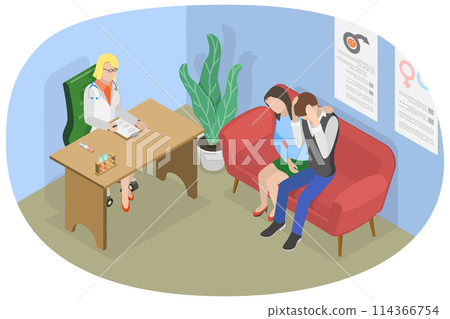 3D Isometric Flat  Conceptual Illustration of Erectile Dysfunction, Treatment of Impotence 114366754