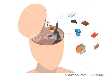 3D Isometric Flat  Conceptual Illustration of Memory Erasing , Mind Decluttering 114366810