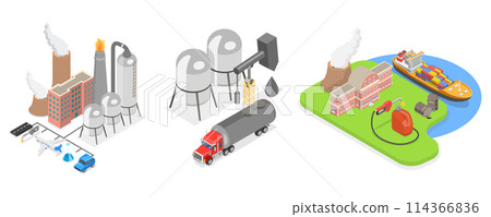 3D Isometric Flat Conceptual Illustration of Oil Refinery, Petrochemical Plant Infrastructure 3D Isometric Flat Conceptual Illustration of Oil Refinery, Petrochemical Plant Infrastructure 114366836