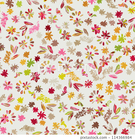 Floral brush strokes seamless pattern. Design for fashion textiles, graphics, backgrounds and crafts. Floral brush strokes seamless pattern. Design for fashion textiles, graphics, backgrounds and crafts. 114366984